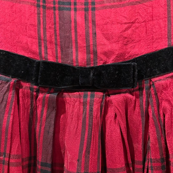 Gymboree Girls Red Black Plaid Velvet Bow Dress Size 8 Holiday Party Occasion - Picture 2 of 8